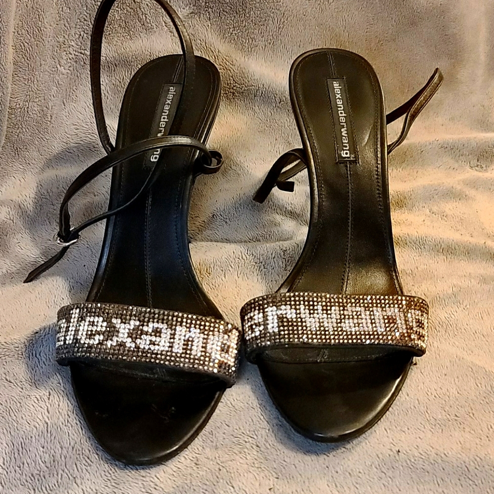 Alexander Wang crystal logo heels